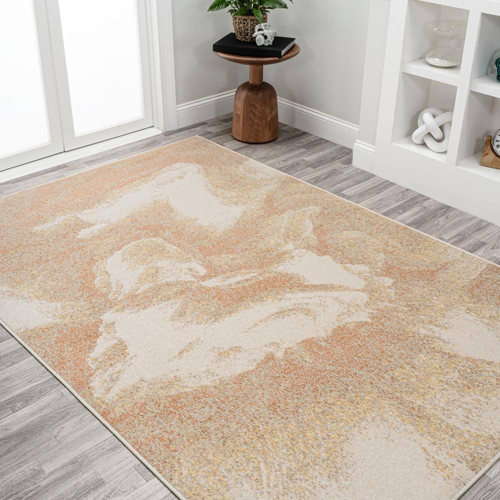 3' x 5' Petalo Abstract Two-Tone Modern Area Rug, Orange/Beige/Cream - JONATHAN Y