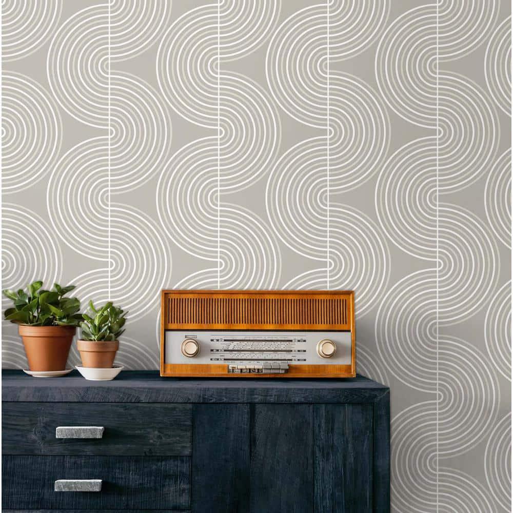 NextWall Alloy Grey Zen Geo Peel and Stick Wallpaper