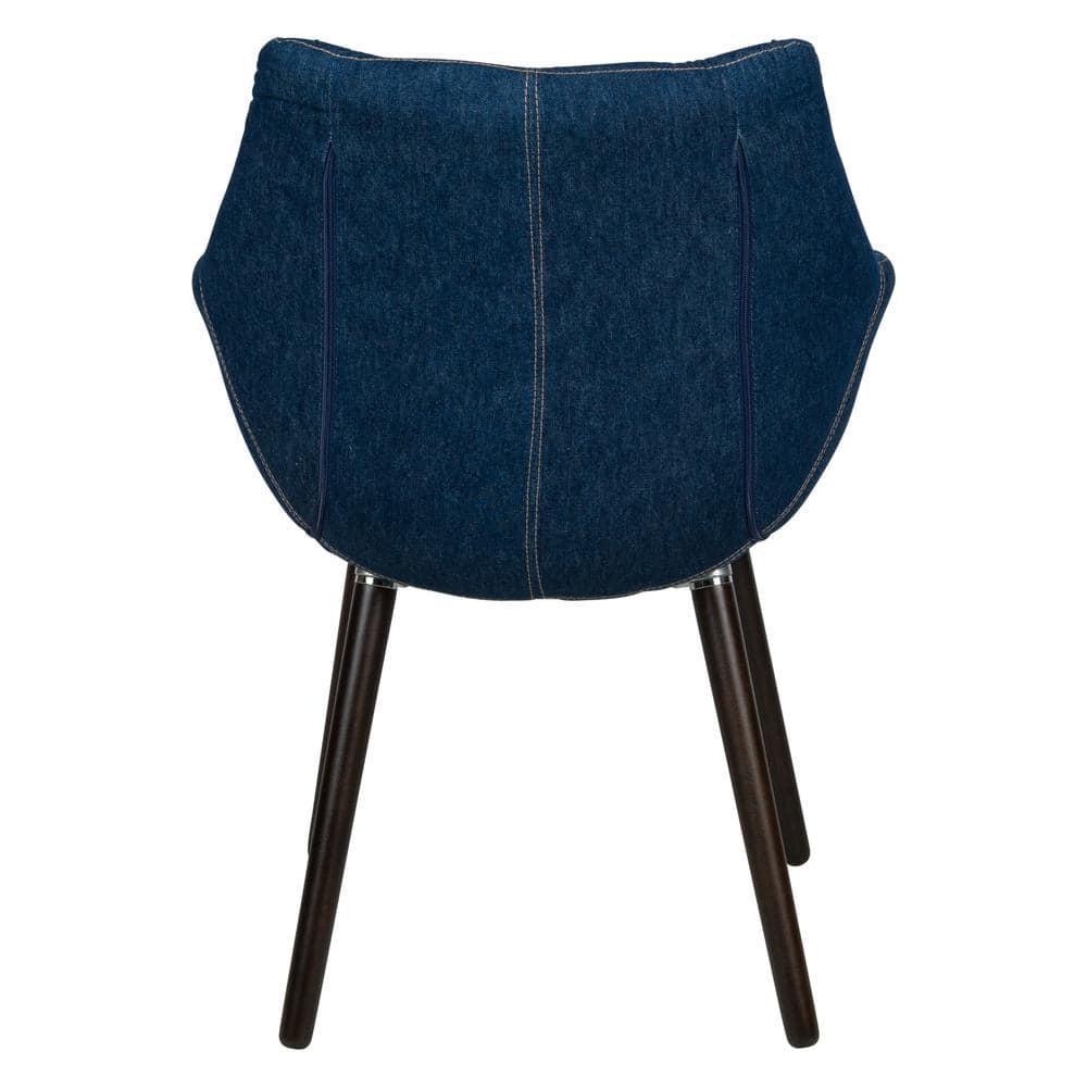 LeisureMod Milburn Modern Accent Chair for Living Rooms, Offices, Lounges – Denim Fabric, Upholstered, Mid-Century Arm Chair