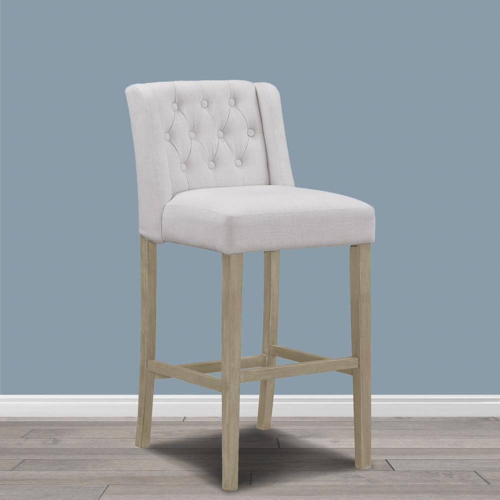 Glamour Home Aled 29" Fabric Bar Stools with Side Wings in Beige (Set of 2)