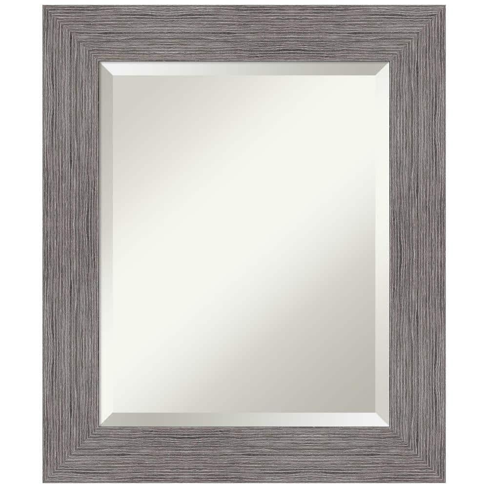 Amanti Art Grey Bathroom Mirror for Over Sink, 26x22 Pinstripe Plank Grey Rectangle Vanity Mirror, Small Country Rustic Frame, Hangs Horizonally and Vertically, Bathroom Wall Decor, Beveled Edge