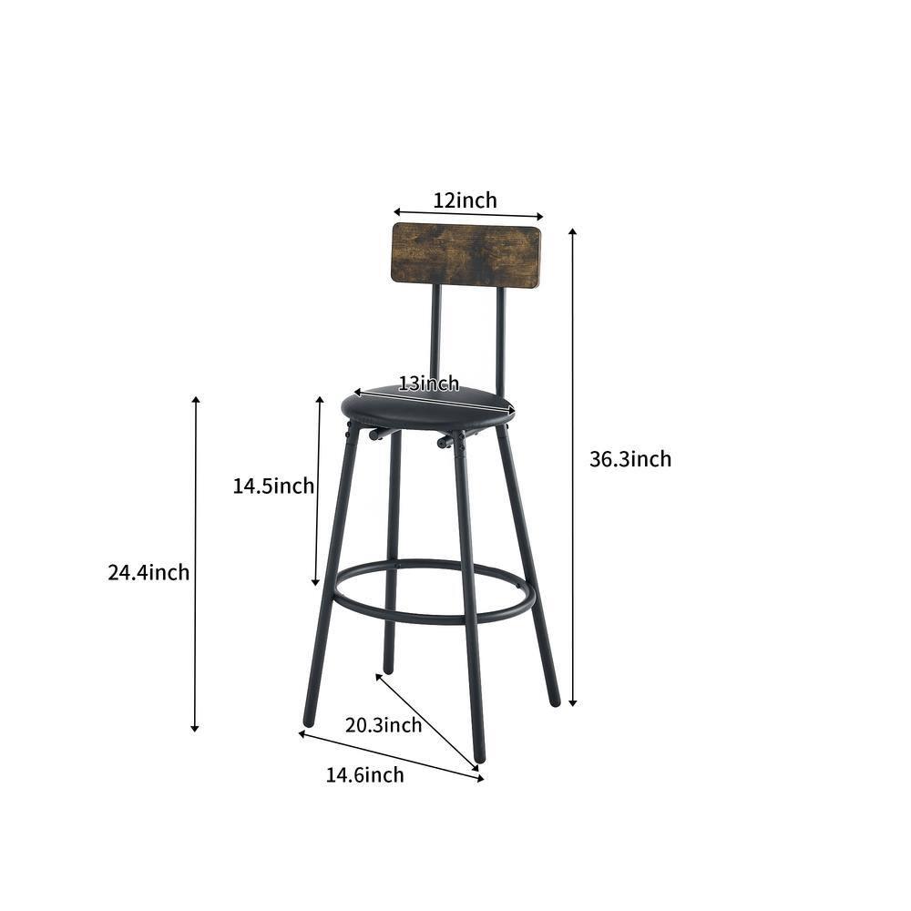 Olurrisa Bar Table and Chairs Set for 2, 3 Pieces Pub Dining Table Set, 2 Bar Stools PU Upholstery Seat with Backrest for Kitchen, Apartment, Small Space