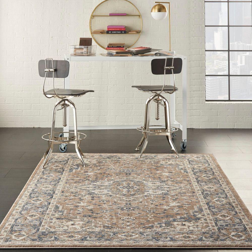 Nourison Concerto Center Medallion Indoor Rug Beige Grey 6' x 9'
