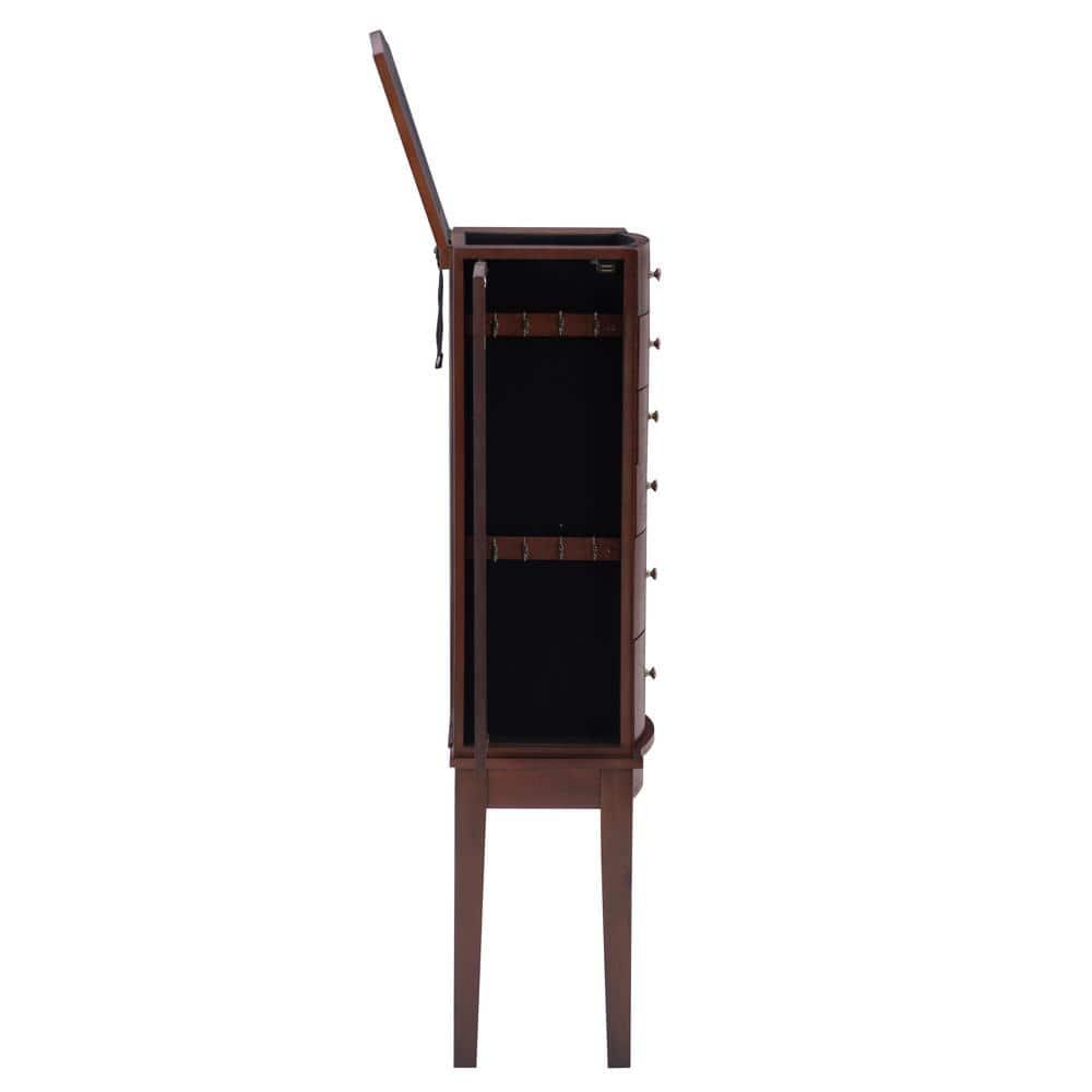 DEBLIT Contemporary Jewelry Armoire with 6 Drawers, Engineered Wood Finish, Merlot