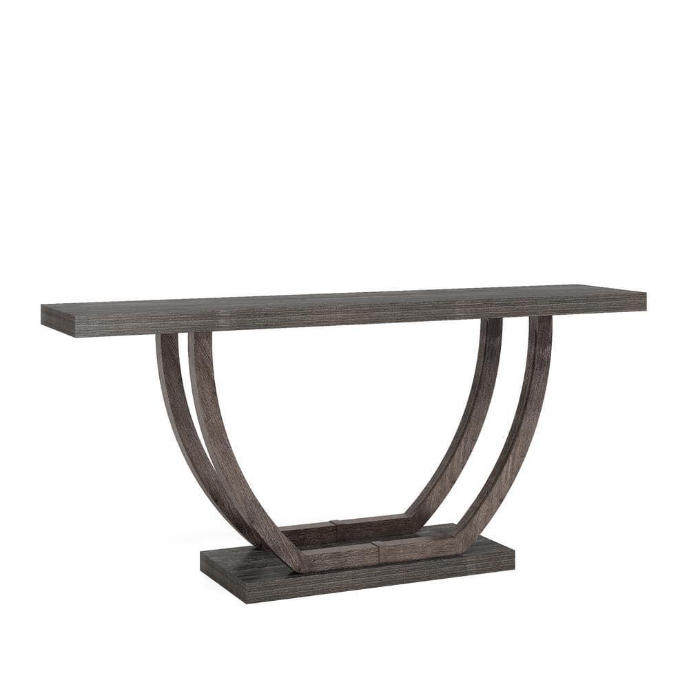 Resenkos Entryway Table, Console Sofa Table,63" Farmhouse Console Table, 2-Tier Entryway Sofa Table Gray