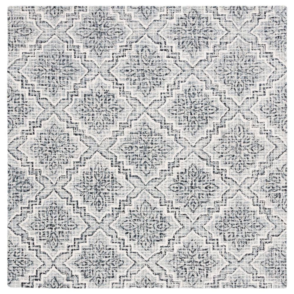 Abstract ABT201 Handmade Indoor Area Rug - Dark Blue/Grey - 6'x6' - Safavieh
