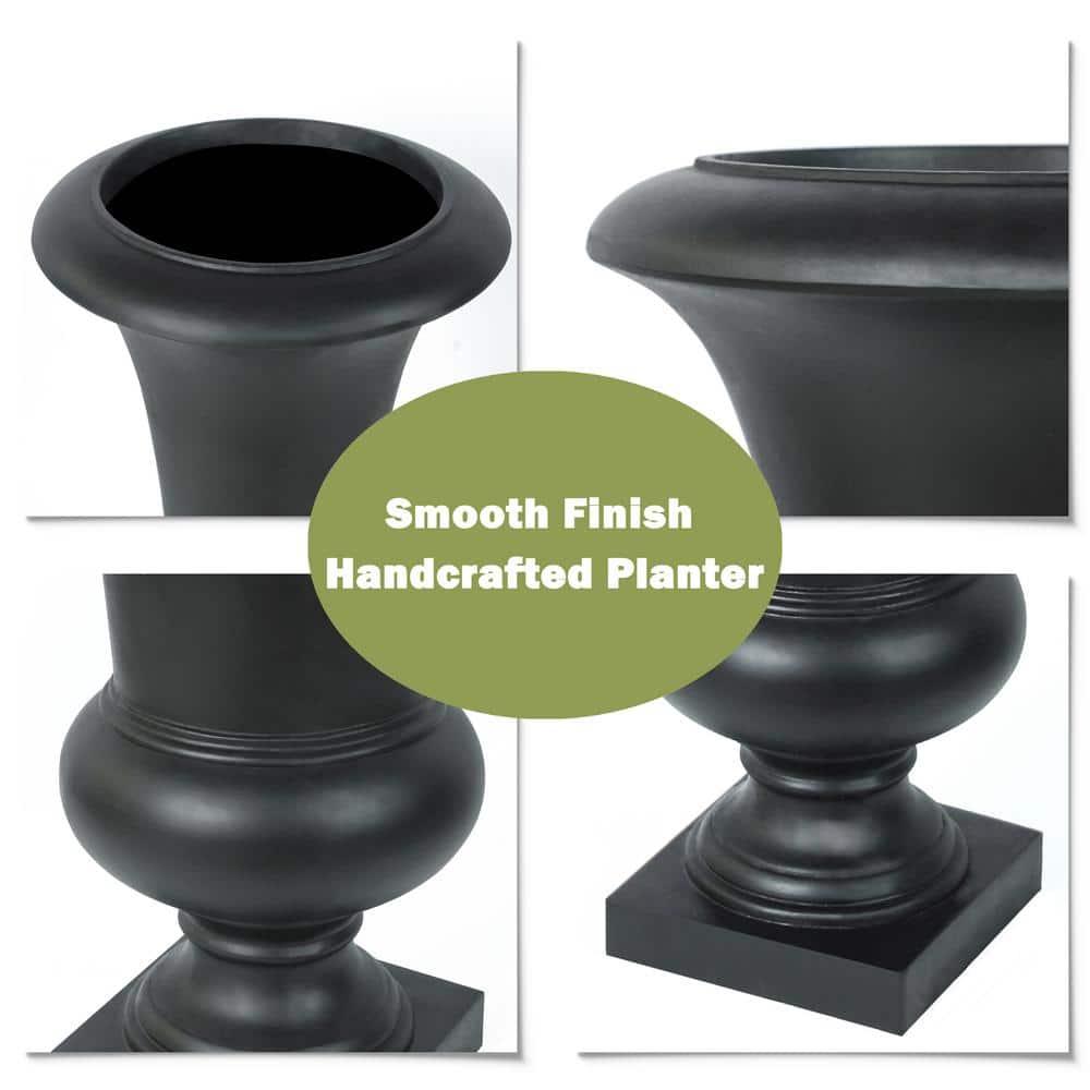 LuxenHome 22.75" H Slim MgO Urn Planter Black
