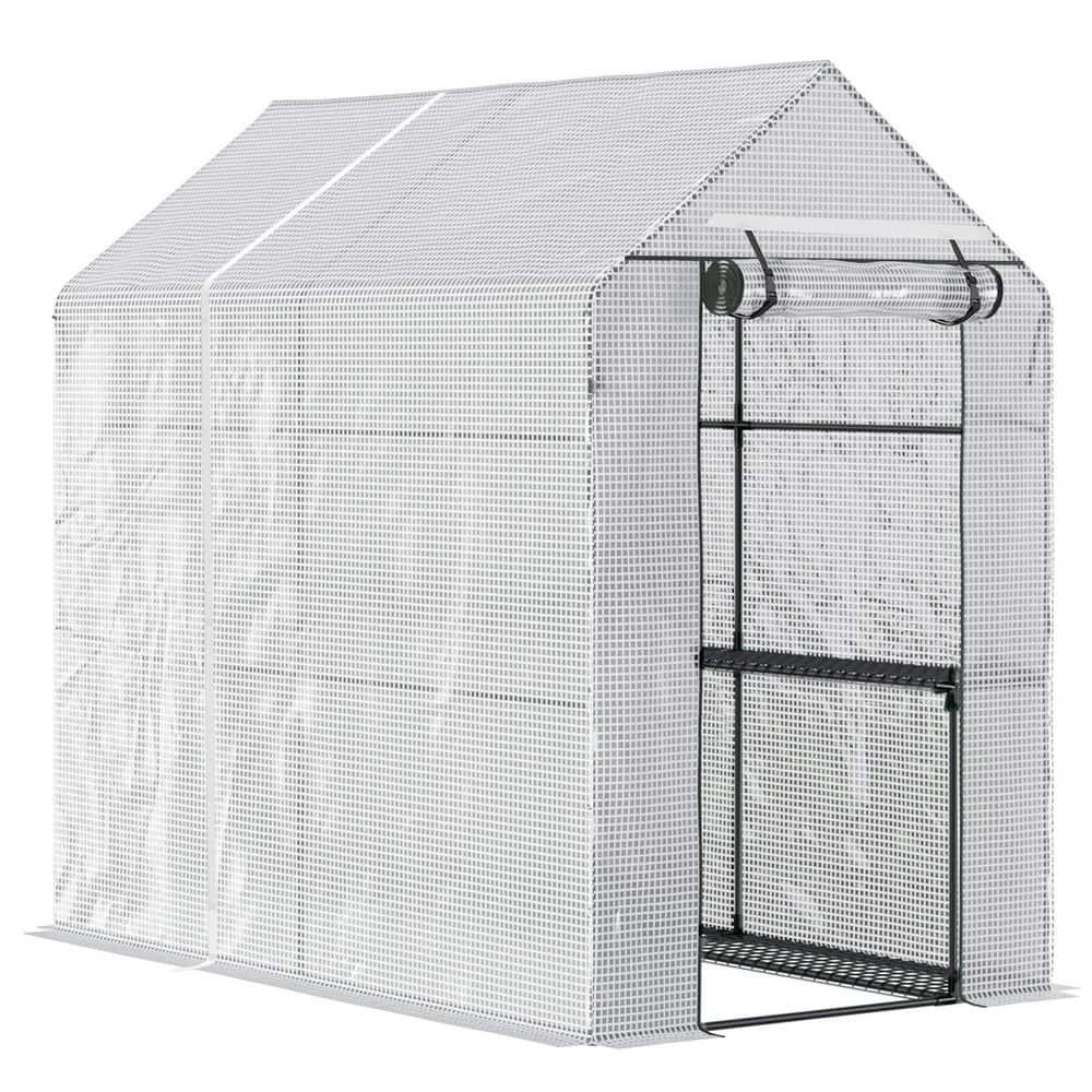 Quictent 56"x56"x77" Outdoor Portable Walk-in Greenhouse 3 Tiers 6 Shelves Garden Planter W/ Clear Cover