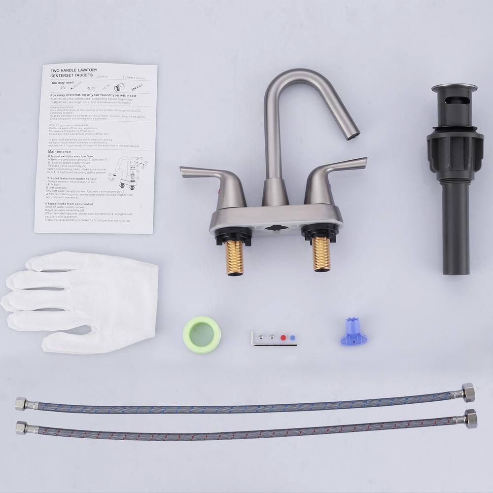 Centerset 2-handle Bathroom Faucet with Drain Assembly