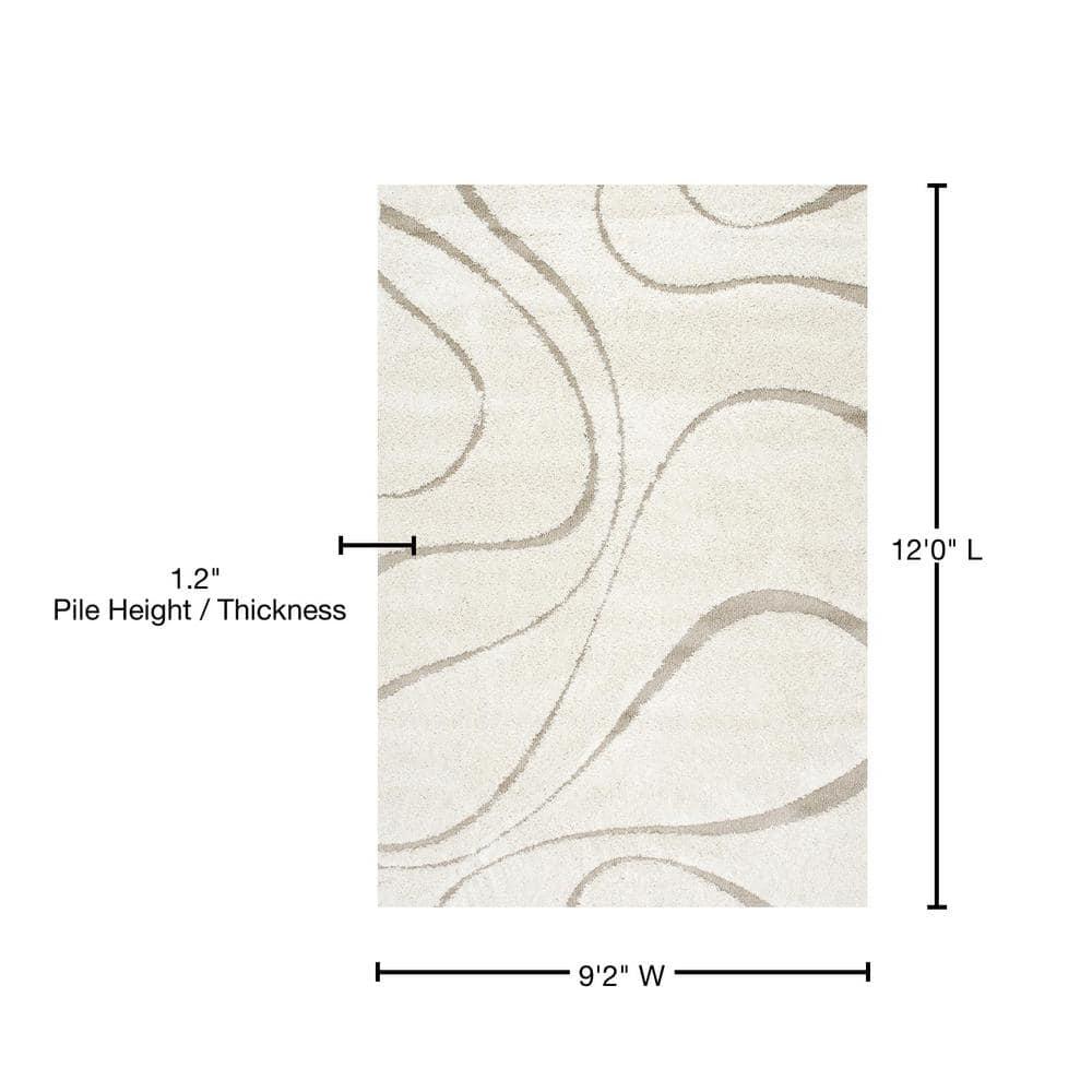 nuLOOM Carolyn Modern Shag Area Rug, 9' 2" x 12', Cream