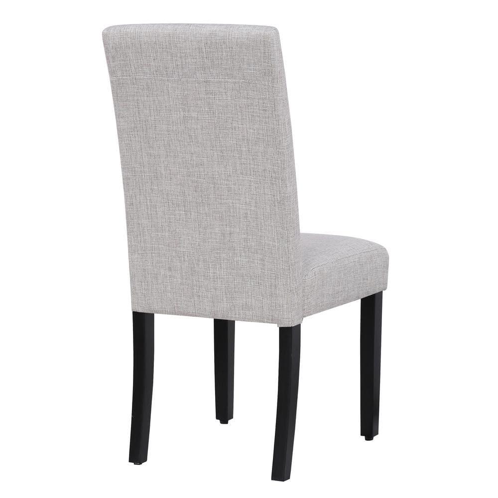 Polytrends Grandview Upholstered Linen Fabric Dining Chair (Set of 2) Light Gray Modern & Contemporary, Traditional