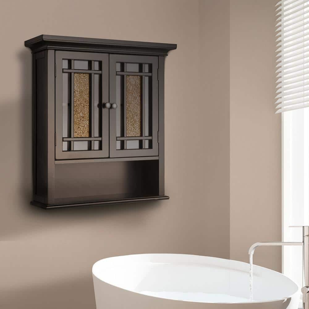 Windsor Wall Cabinet Brown - Elegant Home Fashions: Over Toilet Storage, Adjustable Shelves, MDF Composite