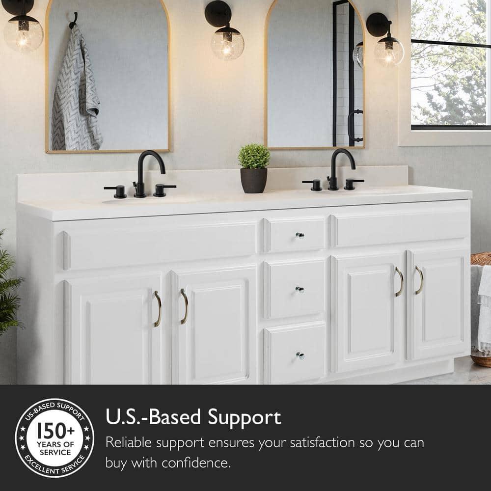 Design House 73 Inch Cultured Marble Vanity Top Two Sinks with Backsplash, White
