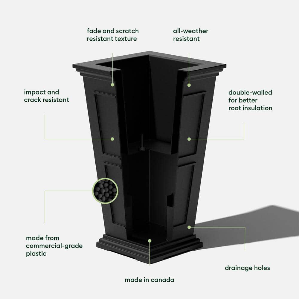 Veradek Brixton Tall 28" Plastic Planter - Black