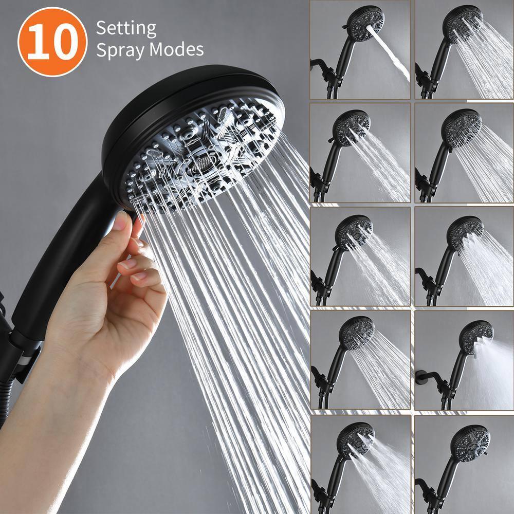 Tub Shower Faucet Set with 10 Spray Handheld Shower Matte Black Shower Head and Handle Set Shower System with Tub Spout 4.7 Inch Shower Handheld Shower Fixtures Tub and Shower Trim Kit