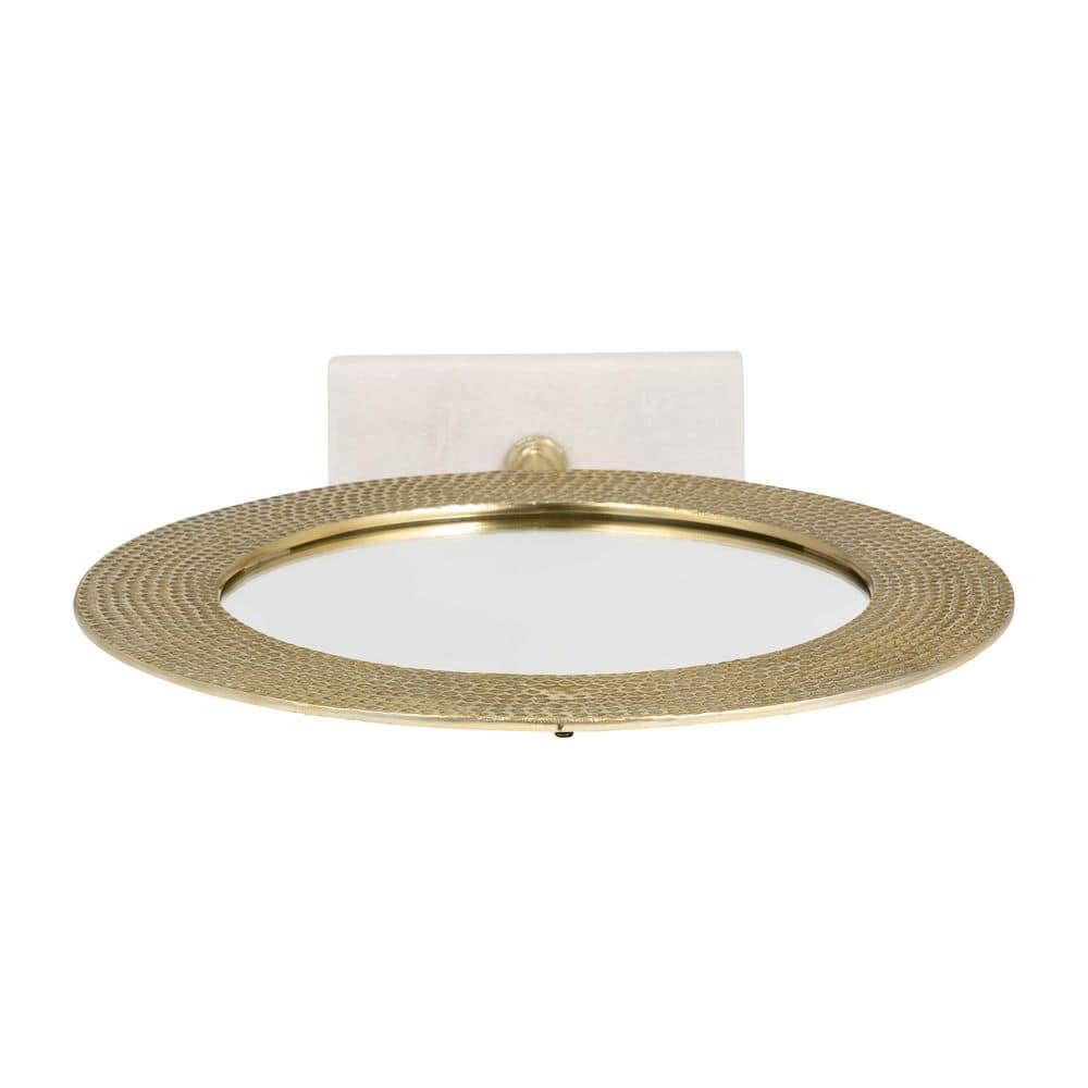 Sagebrook Home Metal 21" Hammered Mirror On Stand, Gold