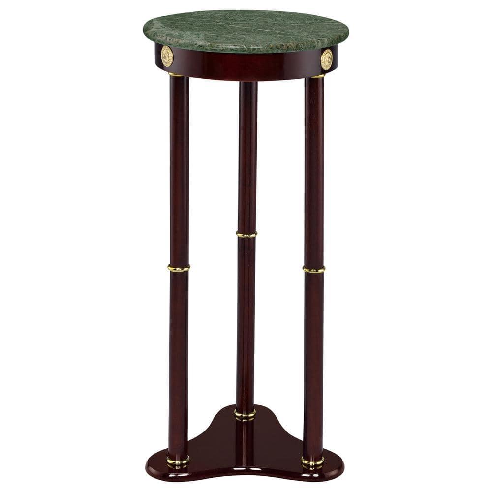 Monarch Specialties Edie Round Marble Top Accent Table Merlot