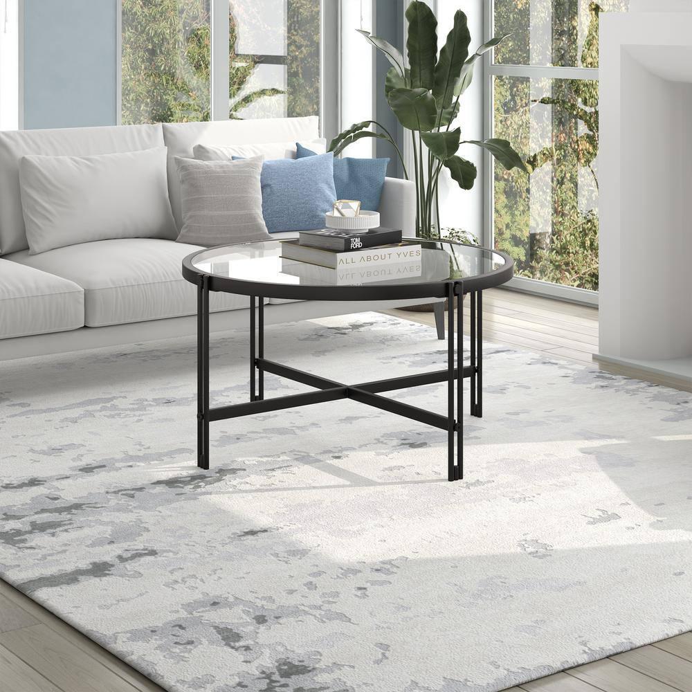 Evelyn&Zoe,ez 32" Wide Round Coffee Table, Blackened Bronze