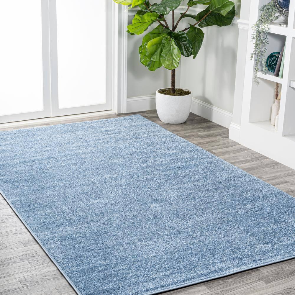 10' X 14' Rectangle Haze Solid Low-Pile Area Rug , Classic Blue - JONATHAN Y