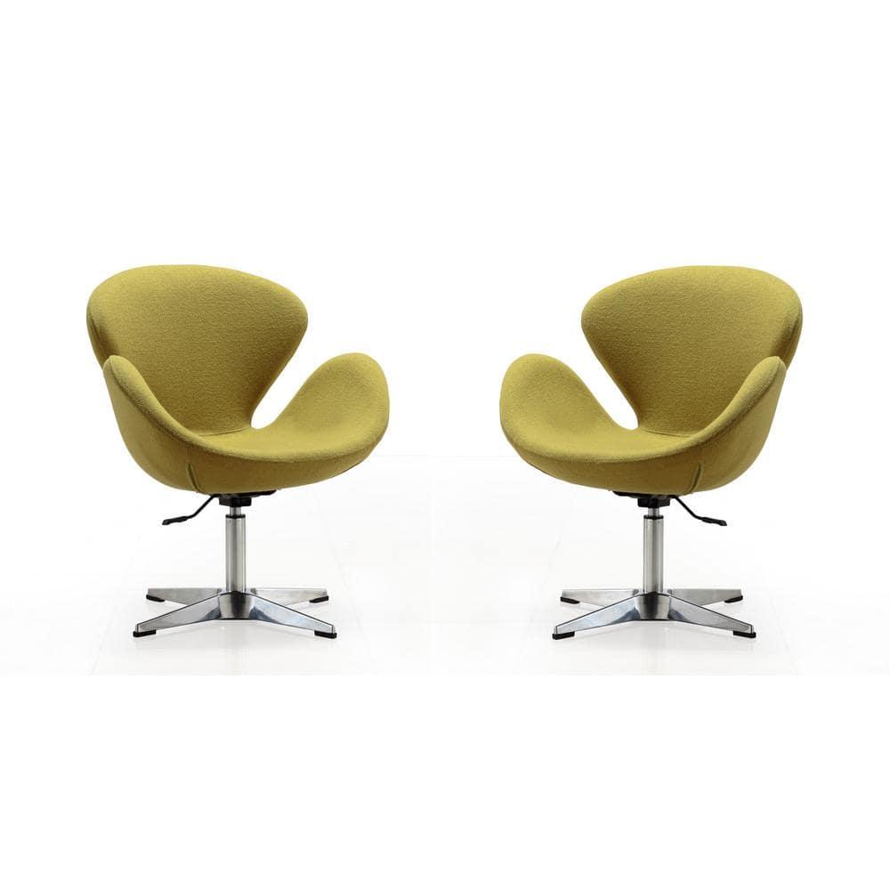 Set of 2 Raspberry Faux Leather Adjustable Swivel Chairs Green - Manhattan Comfort
