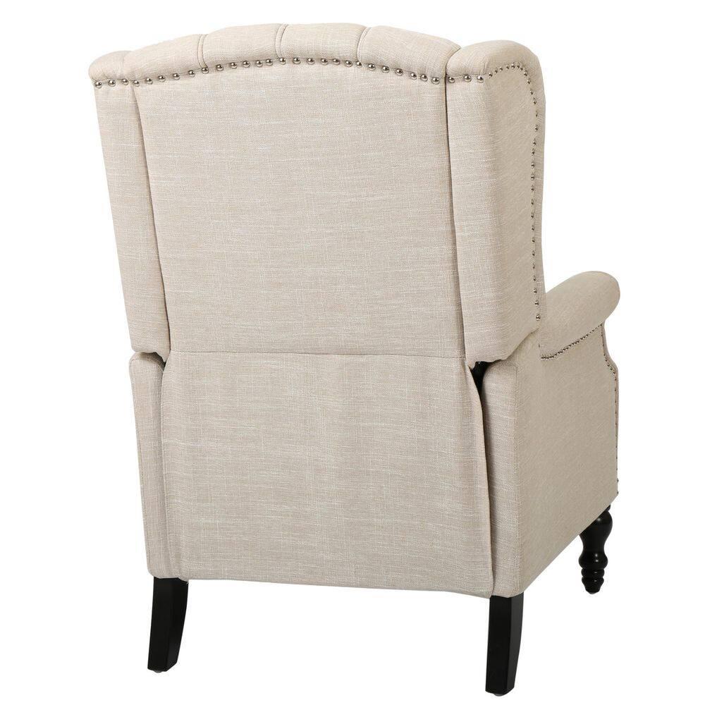 Walter Light Beige Fabric Recliner Club Chair - Christopher Knight Home: Elegant Tufted Wingback, Nailhead Trim, Polyester Upholstery