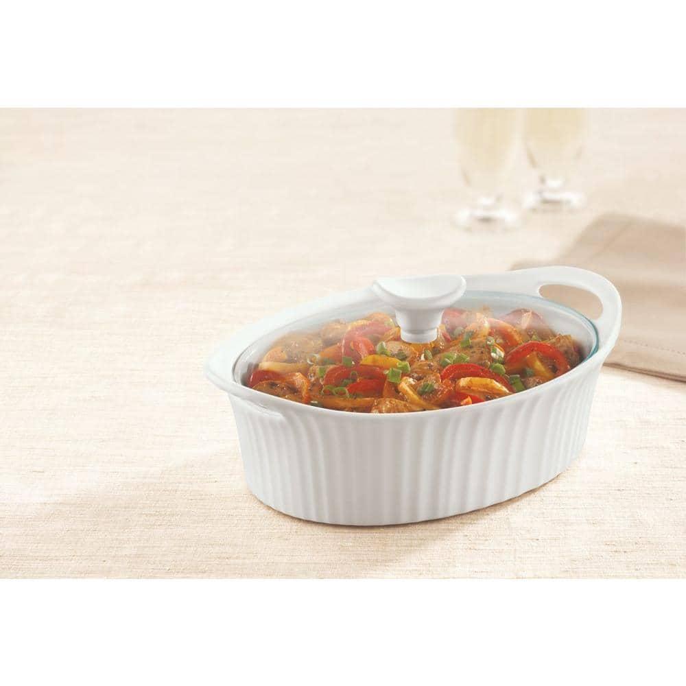 CorningWare French White 1.5-quart Oval Casserole with Glass Lid