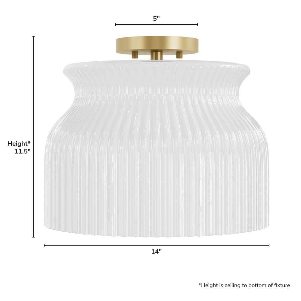 Hunter - Harlowe 1-light Luxe Gold, Large Flush Mount Light, Dimmable, Modern Style, Urn Shaped, for Bedrooms, Kitchens, Dining, Living Rooms - 13181