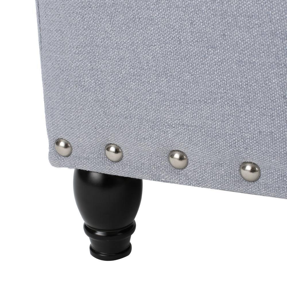 Noble House Harrisburg Fabric Storage Ottoman, Light Grey