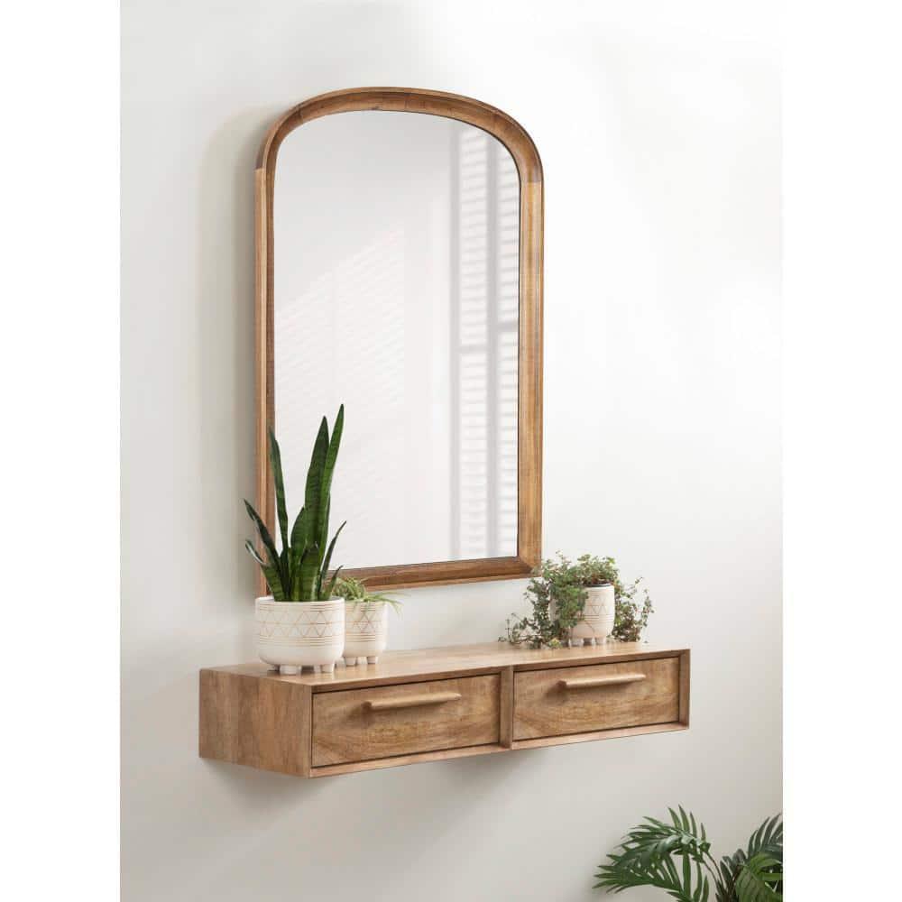 24"x36" Hatherleigh Basket Arch Wall Mirror Rustic Brown - Kate & Laurel All Things Decor: Modern Farmhouse Design, No Assembly Required