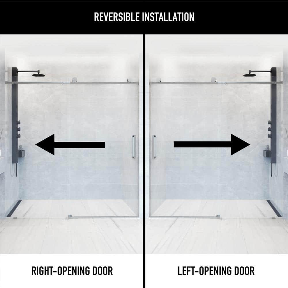 Elan 68-72" W x 76" H Sliding Frameless Shower Door with 3/8" Clear Glass