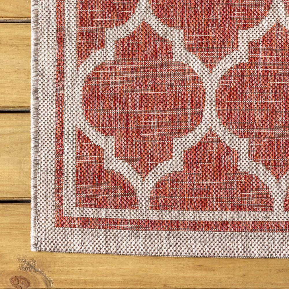 5'x8' Trebol Moroccan Trellis Textured Weave Indoor/Outdoor Area Rug, Red/Beige - JONATHAN Y