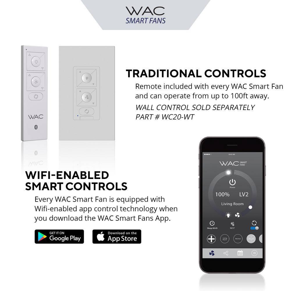 WAC Limited Fans 54" Mod 3 - Blade Outdoor/Indoor Smart Ceiling Fan with Remote Control and Dimmable LED Light Kit Included, Works With Google Assistant, Amazon Alexa, iOS And Android APP