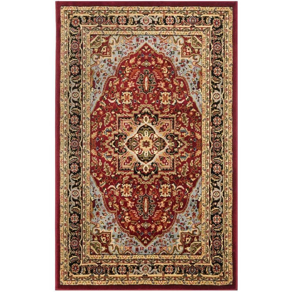 Lyndhurst Heriz LNH330 Power Loomed Accent Rug - Red/Black - 3'3"x5'3" - Safavieh