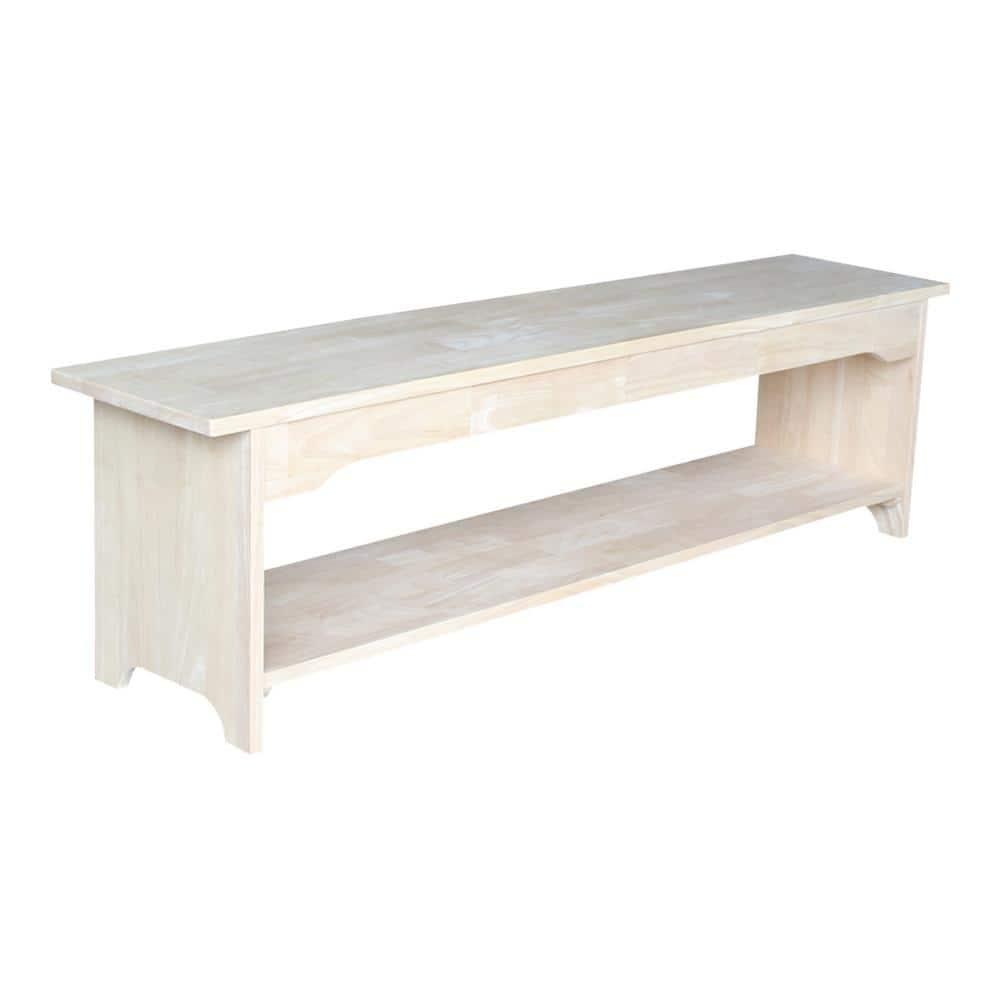 60" Brookstone Bench - International Concepts: Solid Wood, Unfinished, Parawood, Seats 2