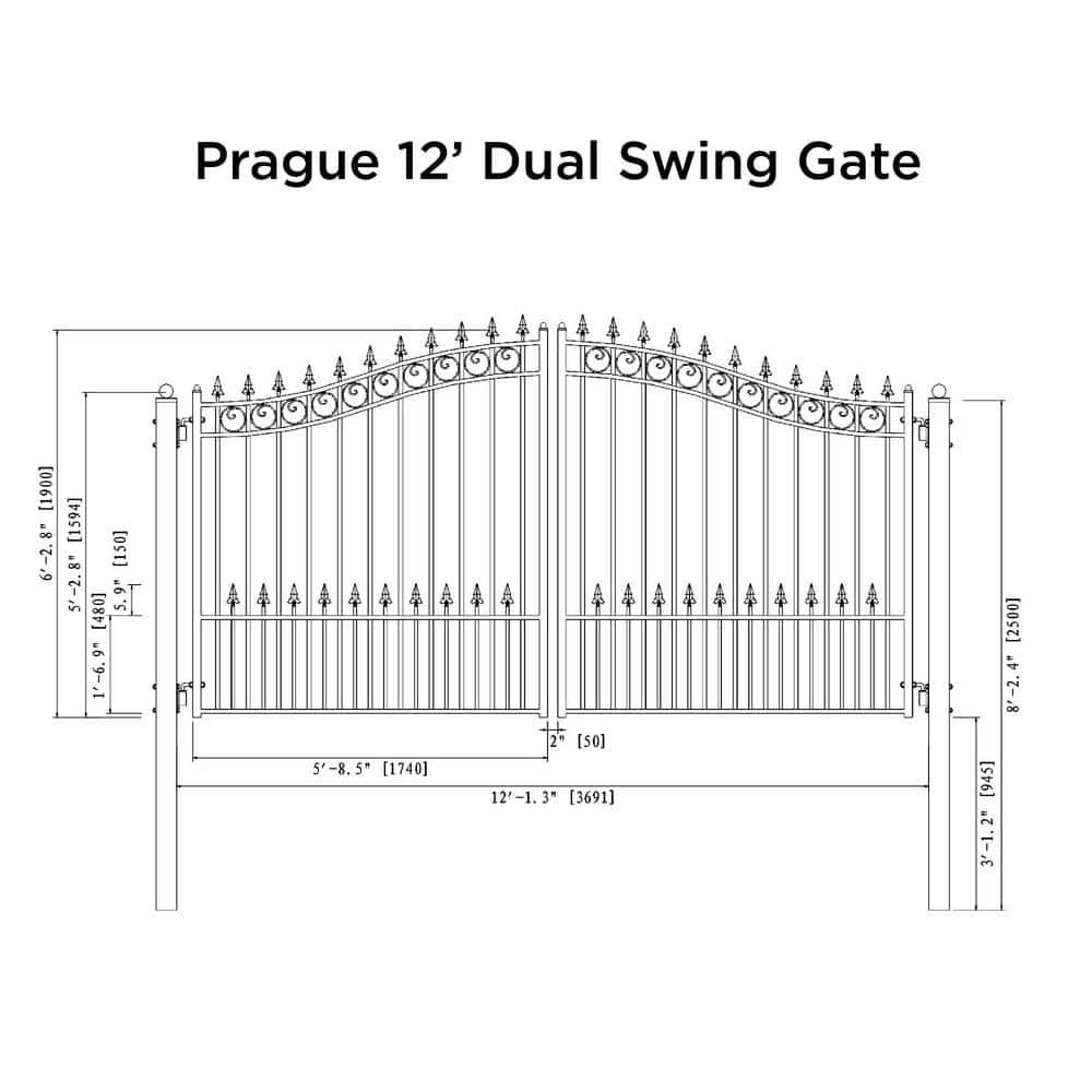 ALEKO Steel Dual Swing Driveway Gate - PRAGUE Style