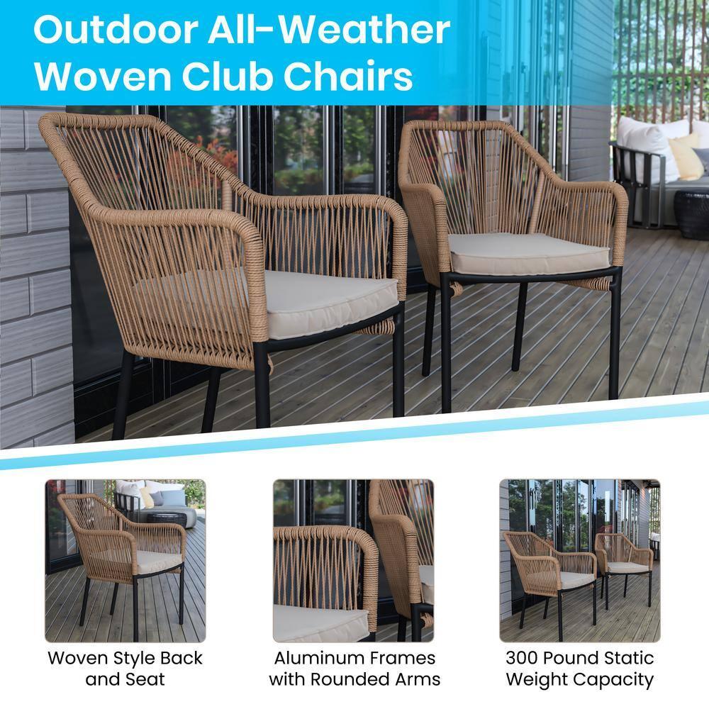 Taylor & Logan Kyla Metal Outdoor Stacking Dining Armchair with Cushion (Set of 2)