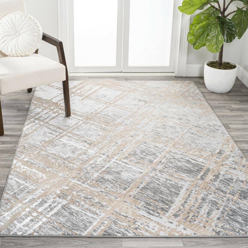 JONATHAN Y Slant Modern Abstract Beige/Gray 8 ft. x 10 ft. Area Rug