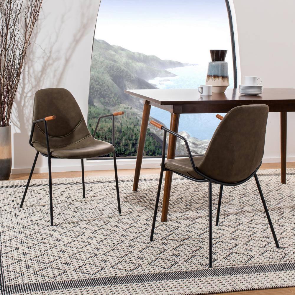 Tanner Mid-Century Dining Chair (Set of 2) - DCH3001 - Olive/Black - Safavieh