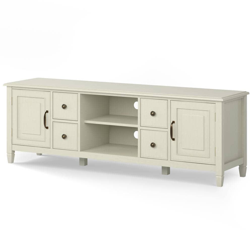 Simpli Home Connaught 72"W Solid Wood Traditional TV Stand for TVs up to 80" with 4 Drawers and 2 Cabinets