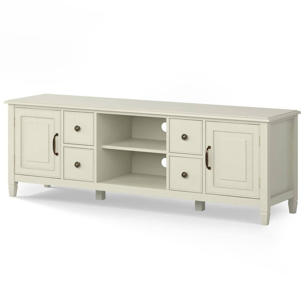 Simpli Home Connaught 72"W Solid Wood Traditional TV Stand for TVs up to 80" with 4 Drawers and 2 Cabinets