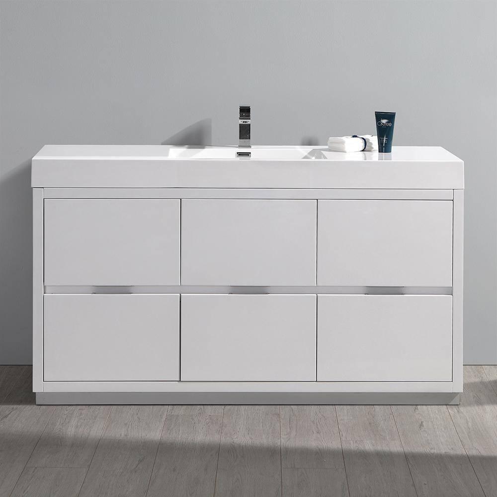 Valencia 60" Freestanding Single Modern Bathroom Vanity with Ingegrated Sink - Faucet Not Included