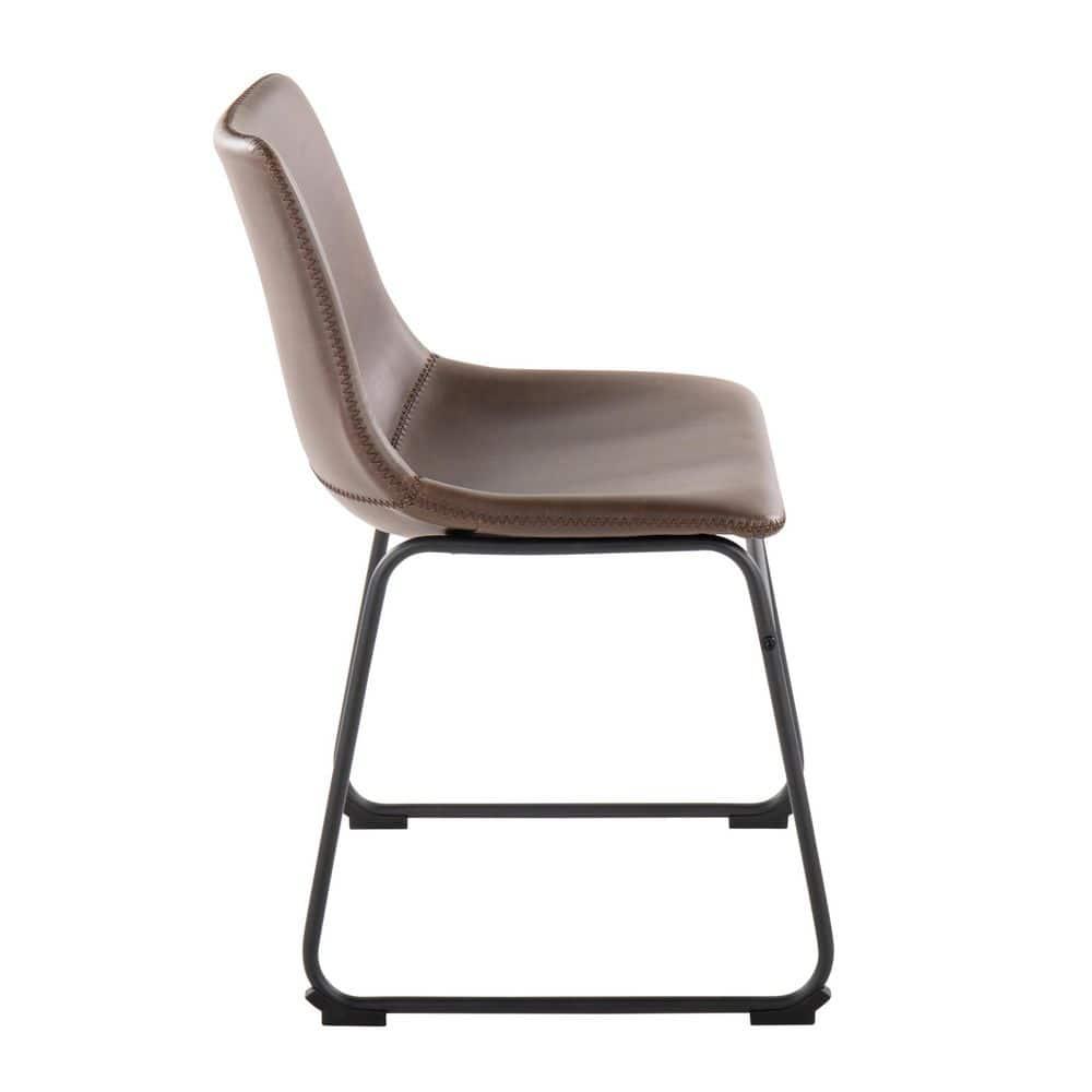 Duke Espresso Faux Leather Upholstered Side Chair with Metal Legs