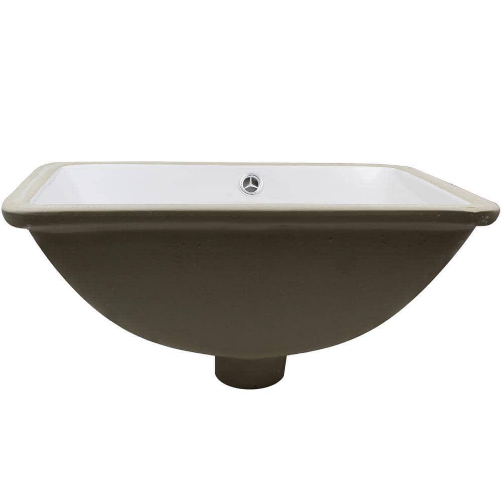 Novatto NP-U193902 Novatto 18.25'' White Porcelain Rectangular Bathroom Sink with Overflow