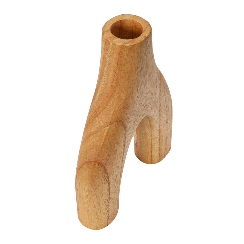 Decorative Arched Wood Vase, Natural