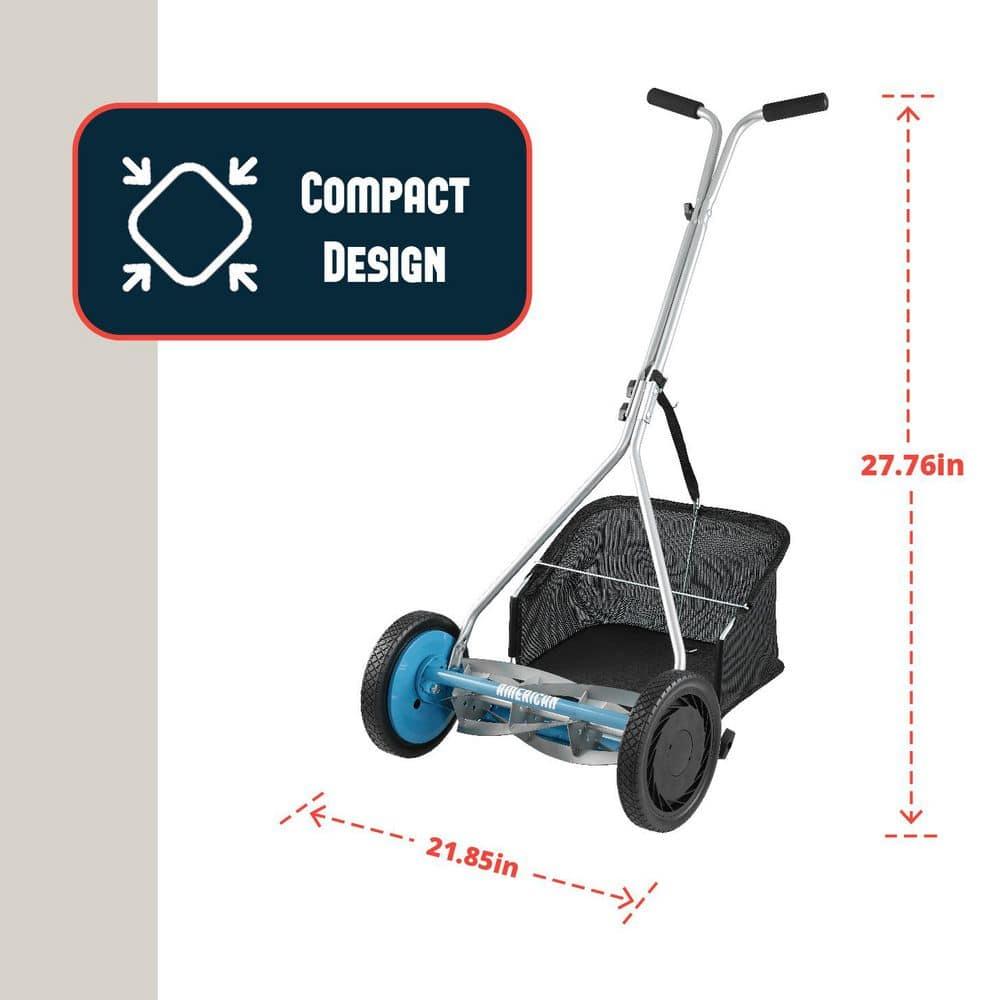 American Lawn Mower Company 1604-16 16-Inch 5-Blade Walk Behind Reel Mower with Grass Catcher