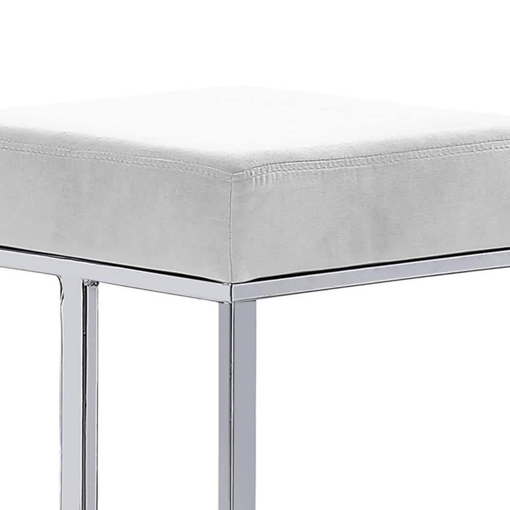 Dorrington Modern Velvet Backless Bar Stool in White/Silver (Set of 2)