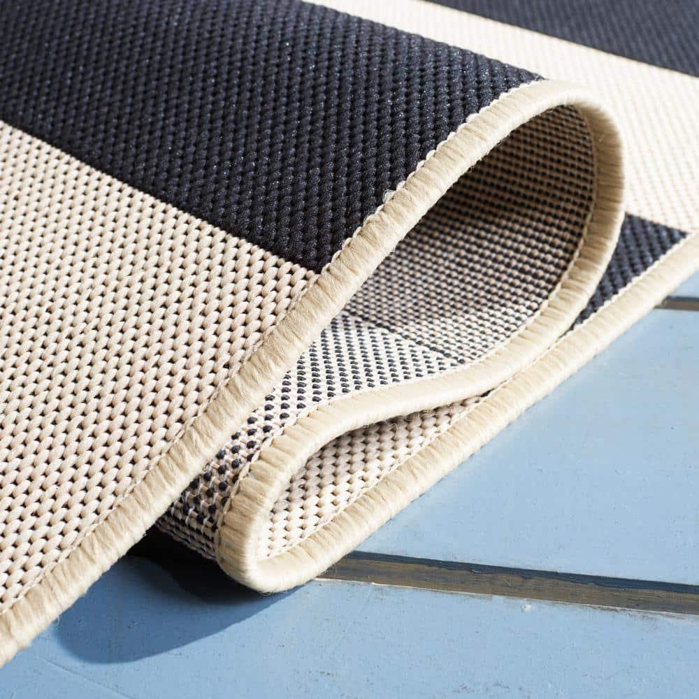 Courtyard CY6812 Power Loomed Indoor/Outdoor Area Rug - Beige/Black - 5'3"x7'7" - Safavieh.