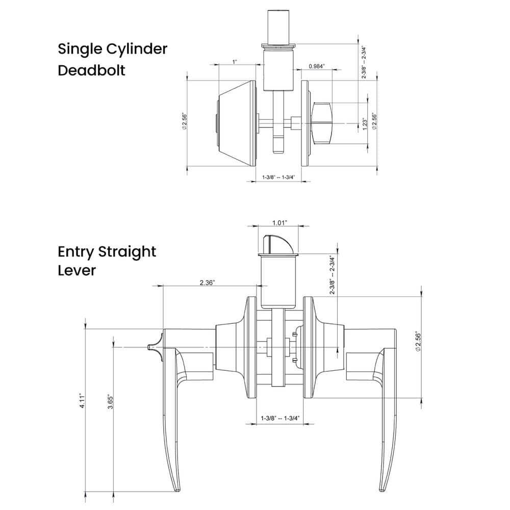 Complete Entry Lever Set with Single Cylinder Deadbolt