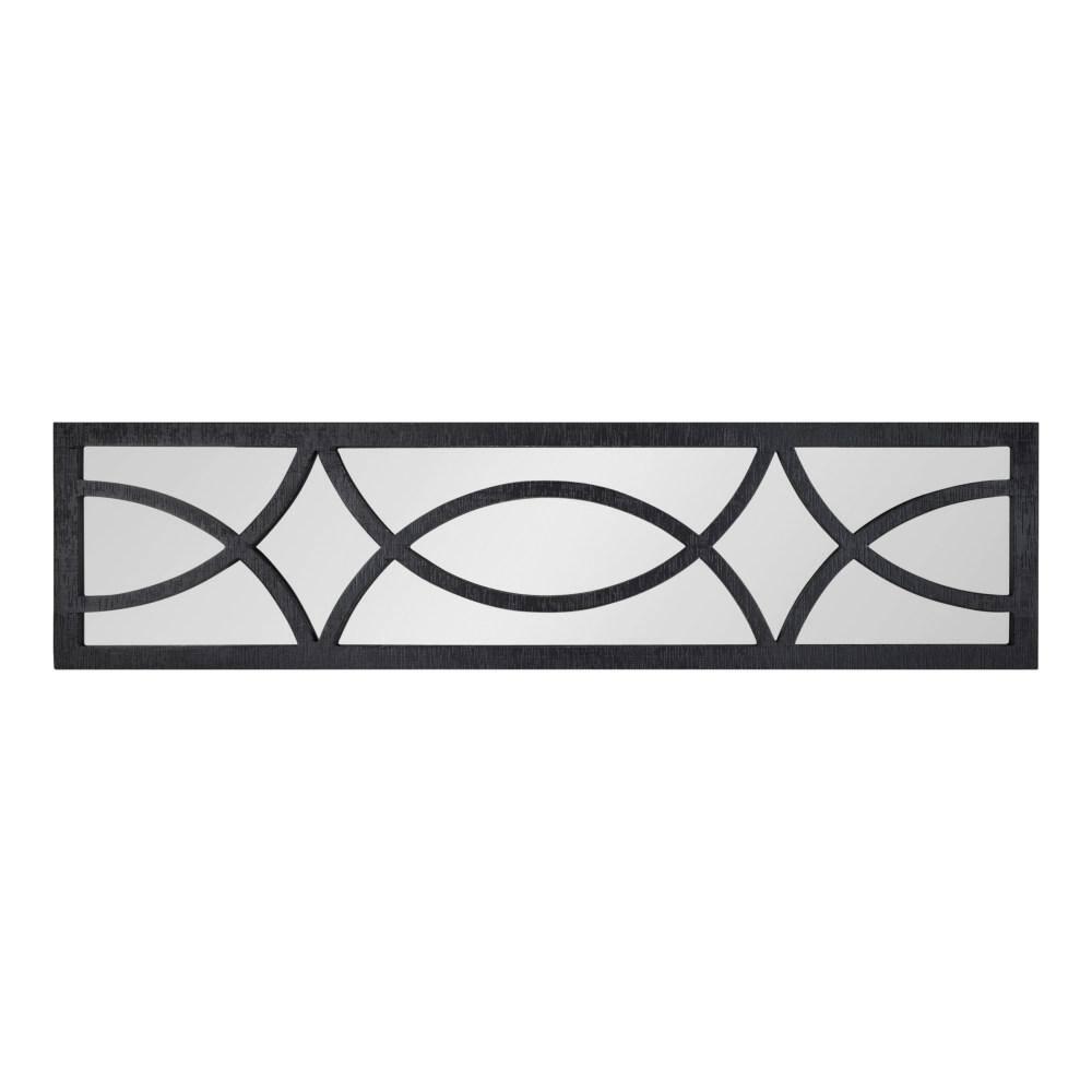 Kate and Laurel Tolland Decorative Wooden Panel Wall Mirror, 12" x 48", Black, Rustic Windowpane Accent