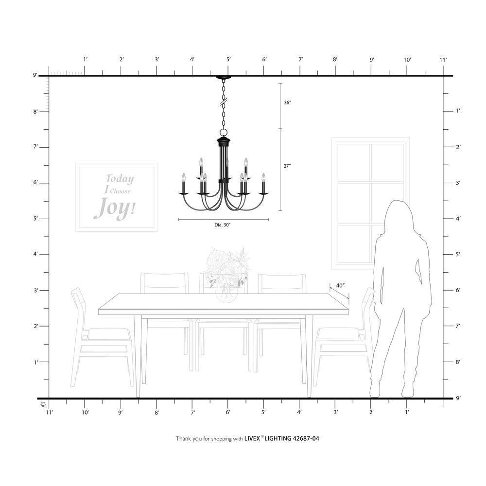 Livex Lighting Estate 9 - Light Chandelier in  Black